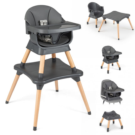 Convertible High Chair 9-in-1, Removable Tray, Dark Grey