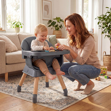 Convertible High Chair 9-in-1, Removable Tray, Dark Grey