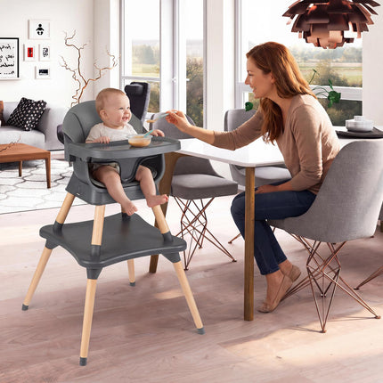 Convertible High Chair 9-in-1, Removable Tray, Dark Grey