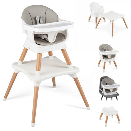 Convertible High Chair 9-in-1, Removable Tray, Grey
