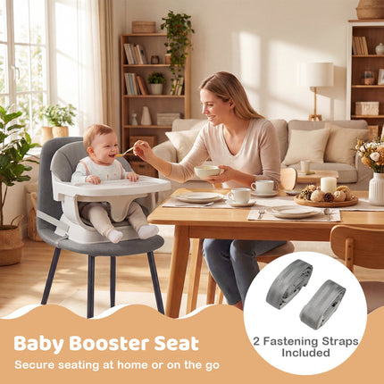 Convertible High Chair 9-in-1, Removable Tray, Grey