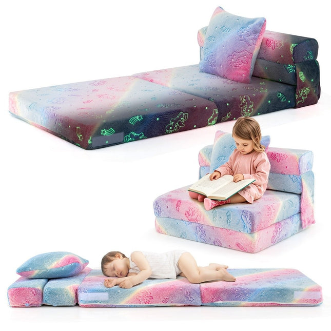 Convertible Kids Sofa Bed with Cushion – Glows in Dark
