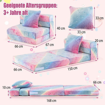Convertible Kids Sofa Bed with Cushion – Glows in Dark