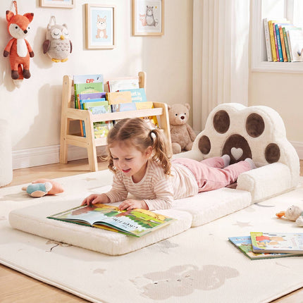 Convertible Kids Sofa to Lounger, Brown Cotton Velvet