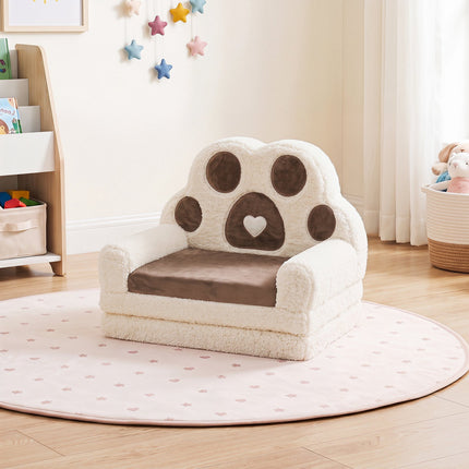 Convertible Kids Sofa to Lounger, Brown Cotton Velvet