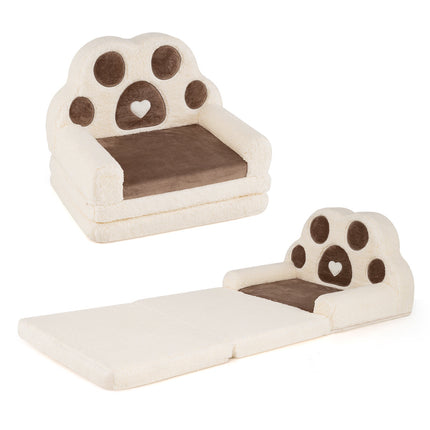 Convertible Kids Sofa to Lounger, Brown Cotton Velvet