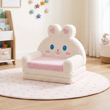Convertible Kids Sofa to Lounger, Pink Bunny Pattern