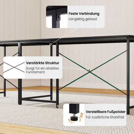 Convertible L-Shaped Desk with Monitor Stand, Black