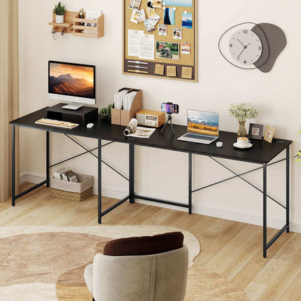 Convertible L-Shaped Desk with Monitor Stand, Black