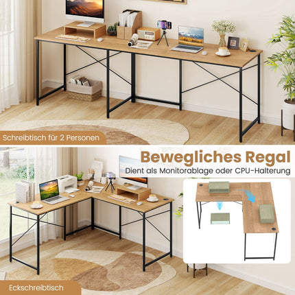 Convertible L-Shaped Desk with Removable Monitor Stand