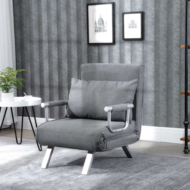 Converteerbare relaxfauteuil met bedfunctie, grijs, 65x69x80 cm