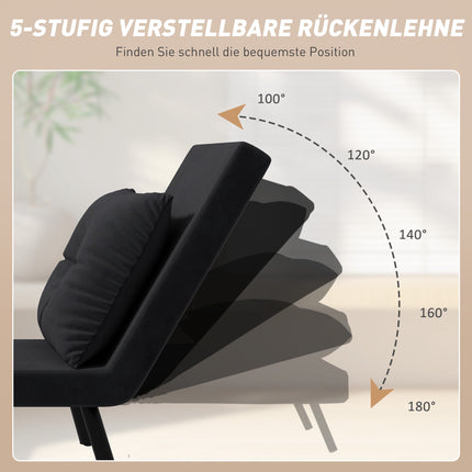 Convertible Recliner Chair with Cushion, Black Velvet