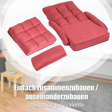 Convertible Red Sofa Bed with Adjustable Backrest