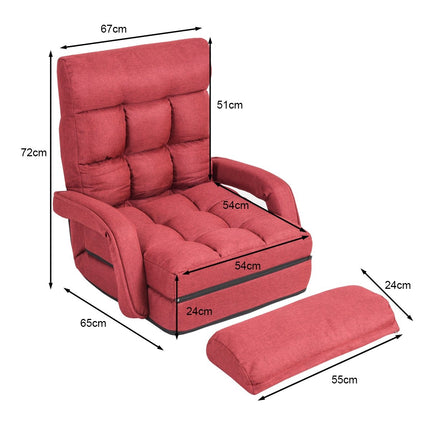 Convertible Red Sofa Bed with Adjustable Backrest