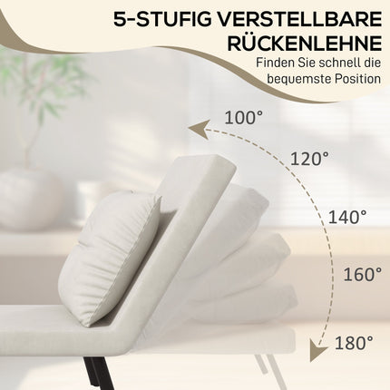 Convertible Sleeper Chair, 5-Position Recliner, Cream, With Cushion