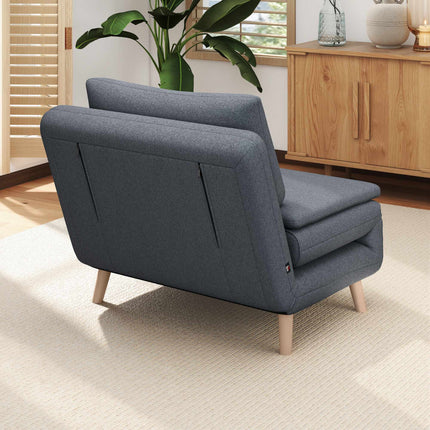 Convertible Sleeper Chair – Adjustable Backrest, Beechwood Legs, Grey