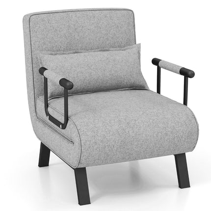 Convertible Sleeper Chair Bed, 6-Position Recliner, Light Grey