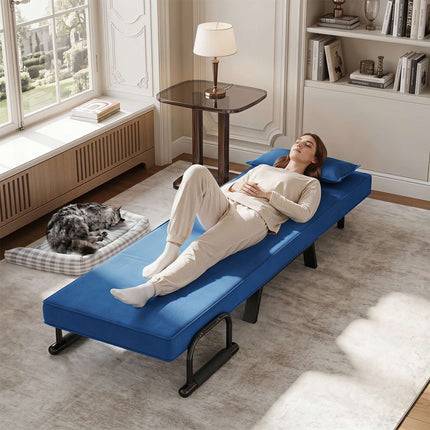 Convertible Sleeper Chair Bed, Blue – 5-Position Adjustable