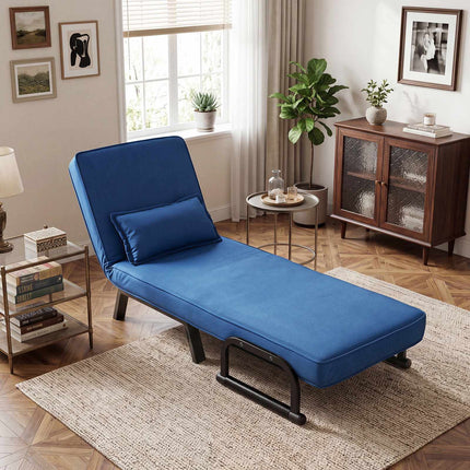 Convertible Sleeper Chair Bed, Blue – 5-Position Adjustable