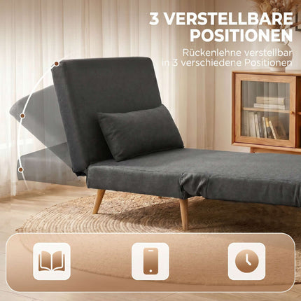 Convertible Sleeper Chair, Linen-Look, Gray, 3-Position
