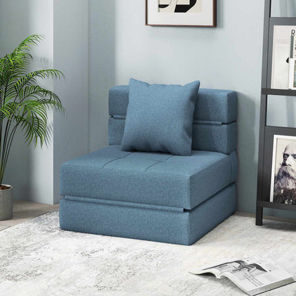 Convertible Sleeper Chair, Removable Cover, Dark Blue, 70x70x61 cm