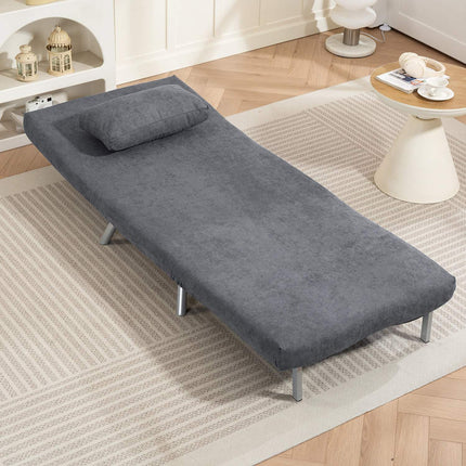 Convertible Sleeper Chair with Cushion, Dark Grey Fabric