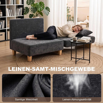 Convertible Sleeper Chair with Linen Velvet, Dark Grey