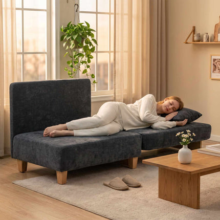 Convertible Sleeper Chair with Linen Velvet, Dark Grey