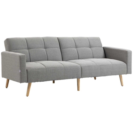 Convertible Sofa Bed, 205 x 88 cm, Linen-Look Gray