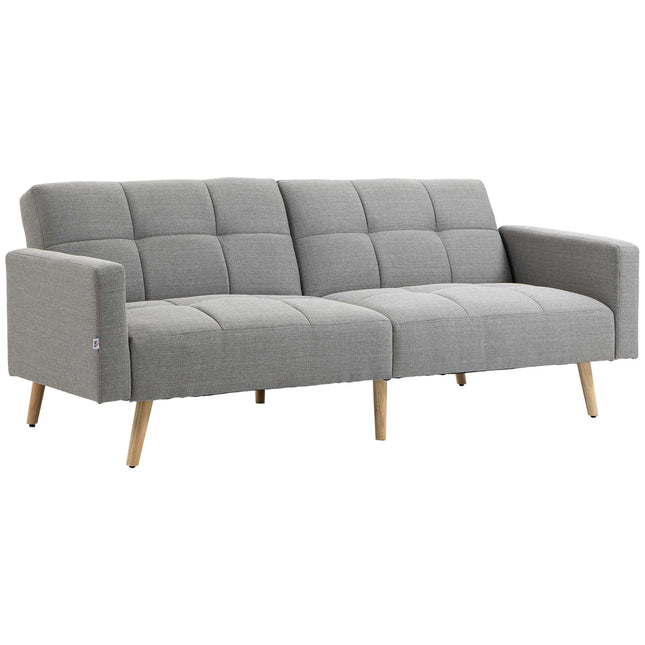 Uitschuifbare slaapbank, 205 x 88 cm, linnenlook grijs