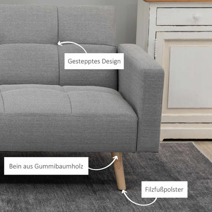 Convertible Sofa Bed, 205 x 88 cm, Linen-Look Gray