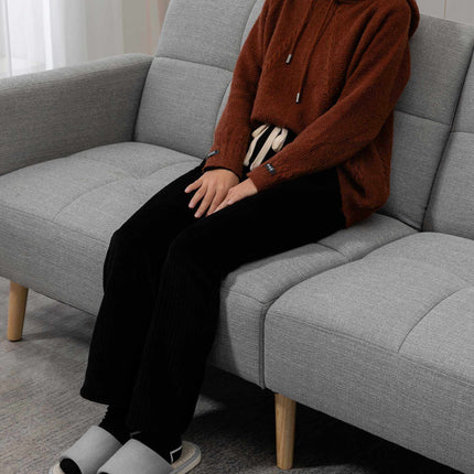 Convertible Sofa Bed, 205 x 88 cm, Linen-Look Gray