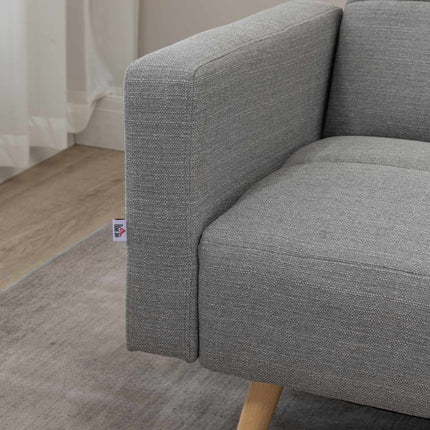 Convertible Sofa Bed, 205 x 88 cm, Linen-Look Gray
