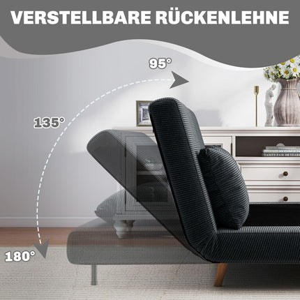 Convertible Sofa Bed, Adjustable Backrest, Dark Grey, 141x90x81 cm