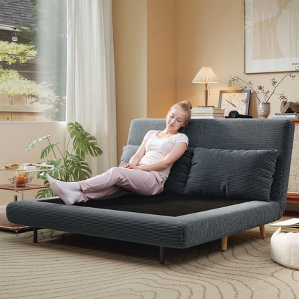 Convertible Sofa Bed, Adjustable Backrest, Dark Grey, 141x90x81 cm