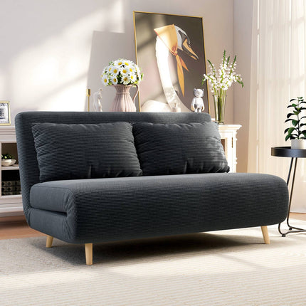 Convertible Sofa Bed, Adjustable Backrest, Dark Grey, 141x90x81 cm