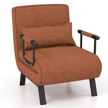 Convertible Sofa Bed Chair – 6-Position Recliner, Linen Fabric