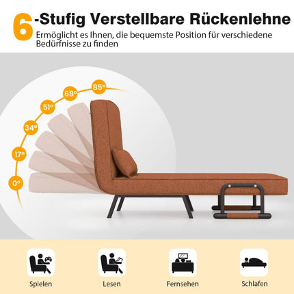 Convertible Sofa Bed Chair – 6-Position Recliner, Linen Fabric