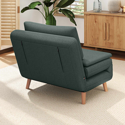 Convertible Sofa Bed Chair – Adjustable Backrest, Beechwood Legs, Dark Green