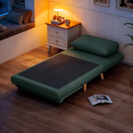Convertible Sofa Bed Chair – Adjustable Backrest, Beechwood Legs, Dark Green