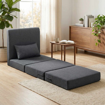 Convertible Sofa Bed Chair with Linen Texture, Dark Grey