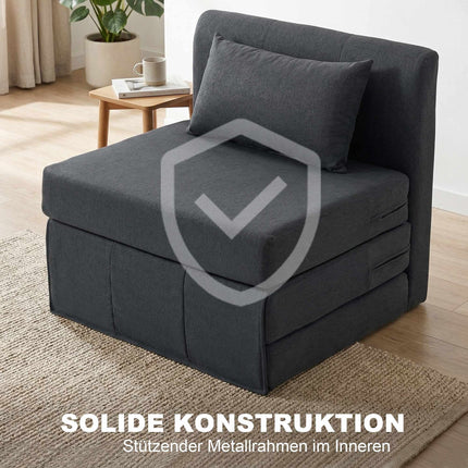 Convertible Sofa Bed Chair with Linen Texture, Dark Grey