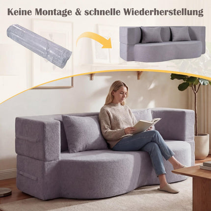 Convertible Sofa Bed, Teddy-Fleece, 192.5 cm, White