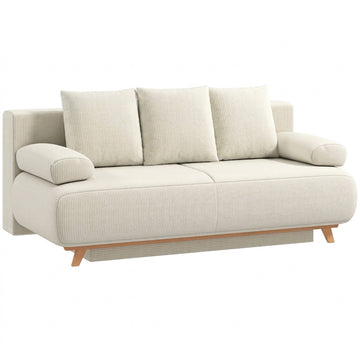 Convertible Sofa Bed with Adjustable Backrest, Corduroy, Beige