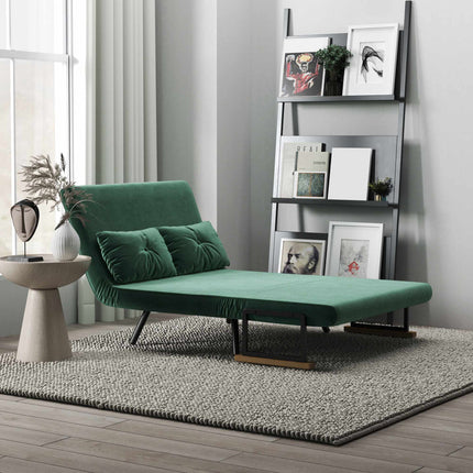 Convertible Sofa Bed with Adjustable Backrest, Green Fabric