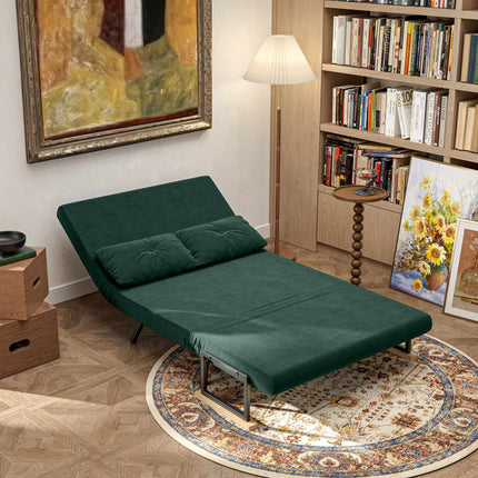Convertible Sofa Bed with Adjustable Backrest, Green Fabric