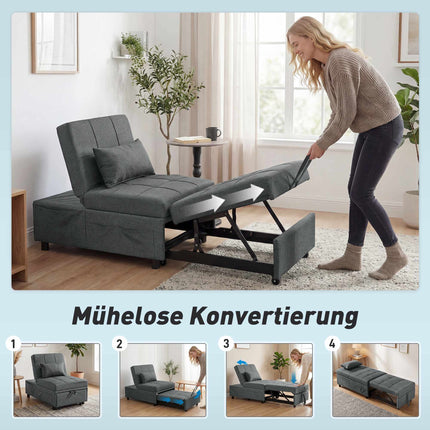 Convertible Sofa Bed with Adjustable Backrest and Cushion
