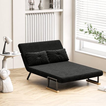 Convertible Velvet Sleeper Sofa, Black, Includes 2 Cushions