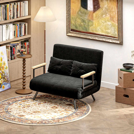 Convertible Velvet Sleeper Sofa, Black, Includes 2 Cushions