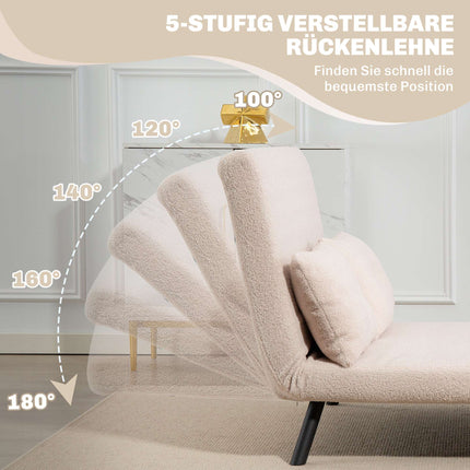 Convertible Velvet Sofa Bed with Cushions, Beige